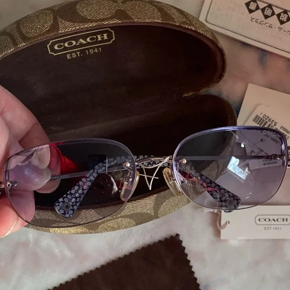 Coach Evonne S338A Gunmetal Sunglasses w/ Butterfly Rhinestones & Clamshell New - Picture 17 of 17